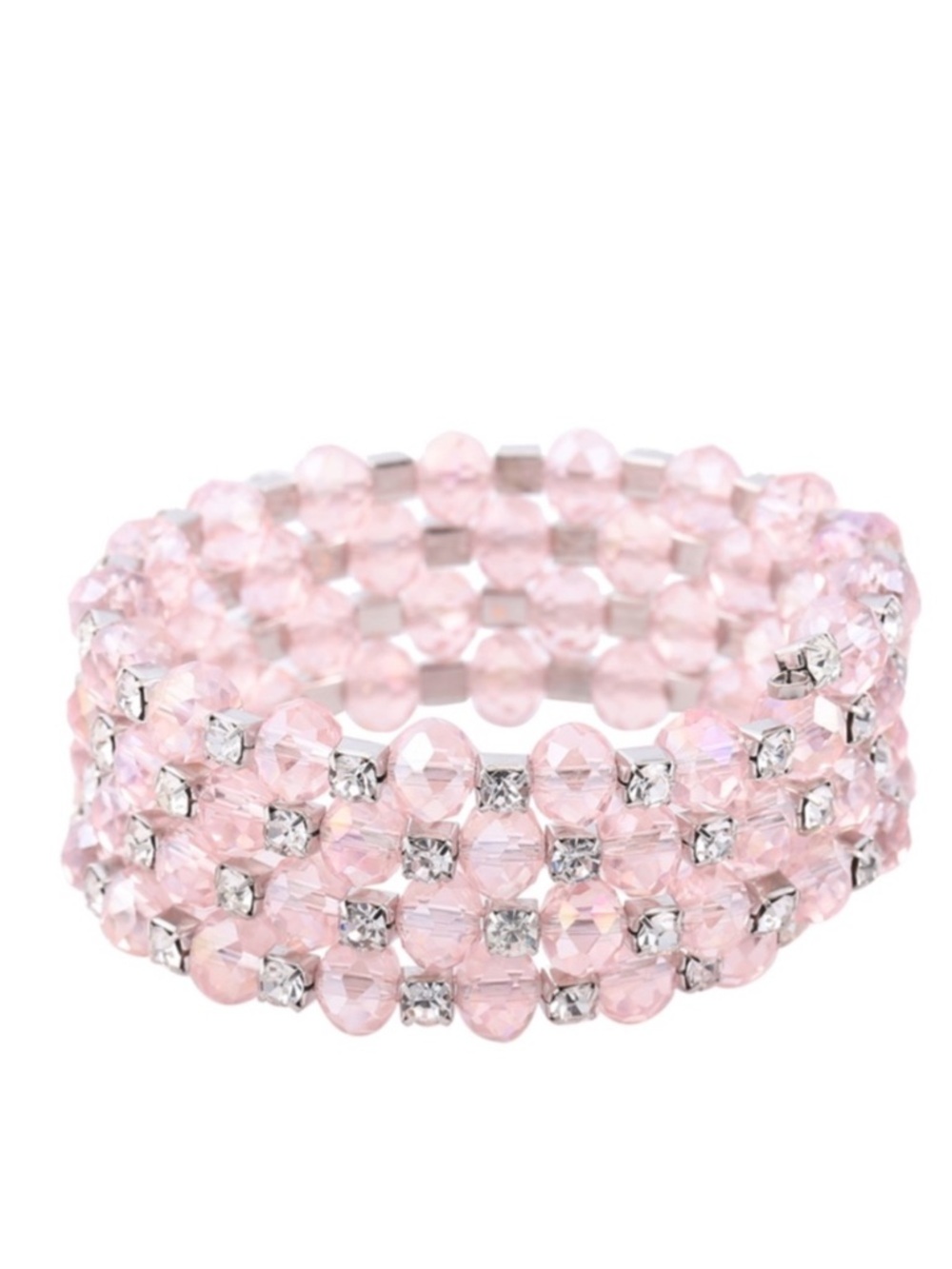Pink and White Austrian Crystal Wrap Bracelet